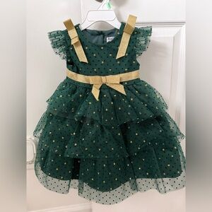 Blueberi Boulevard Emerald Dress with Gold Accents